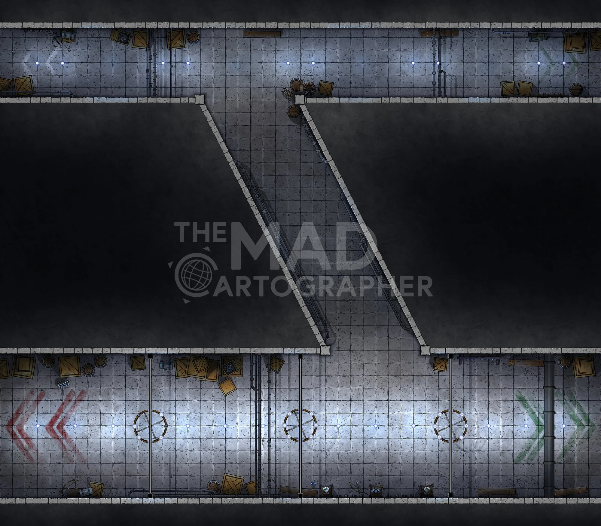 WAR DOG FACILITY | 24x21 | Intersecting corridors in a military industrial complex. 
