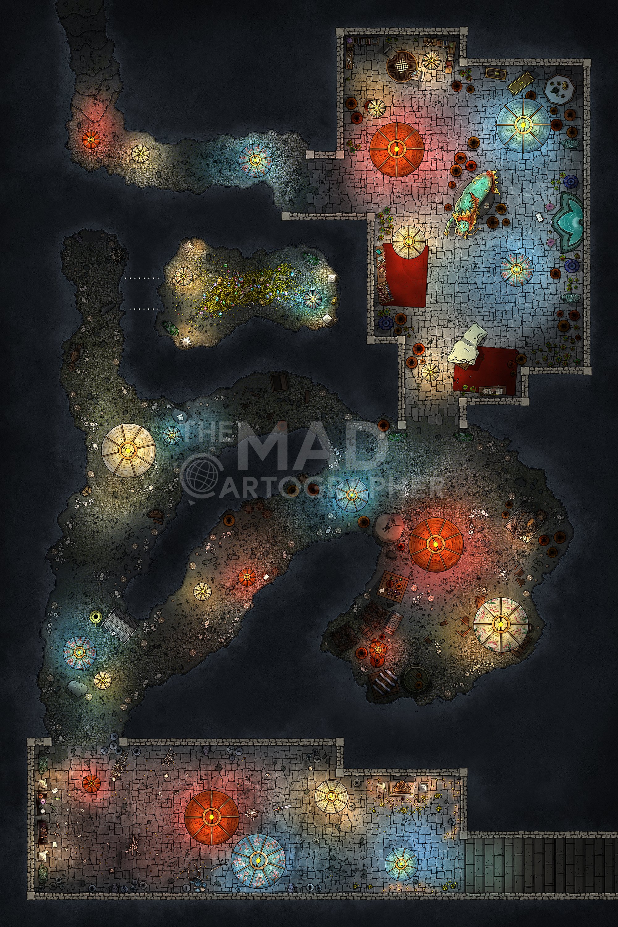 ANCIENT'S TOMB | 20x30 | The dark depths of this dungeon have been illuminated with enchanted lanterns, but danger still lurks within.