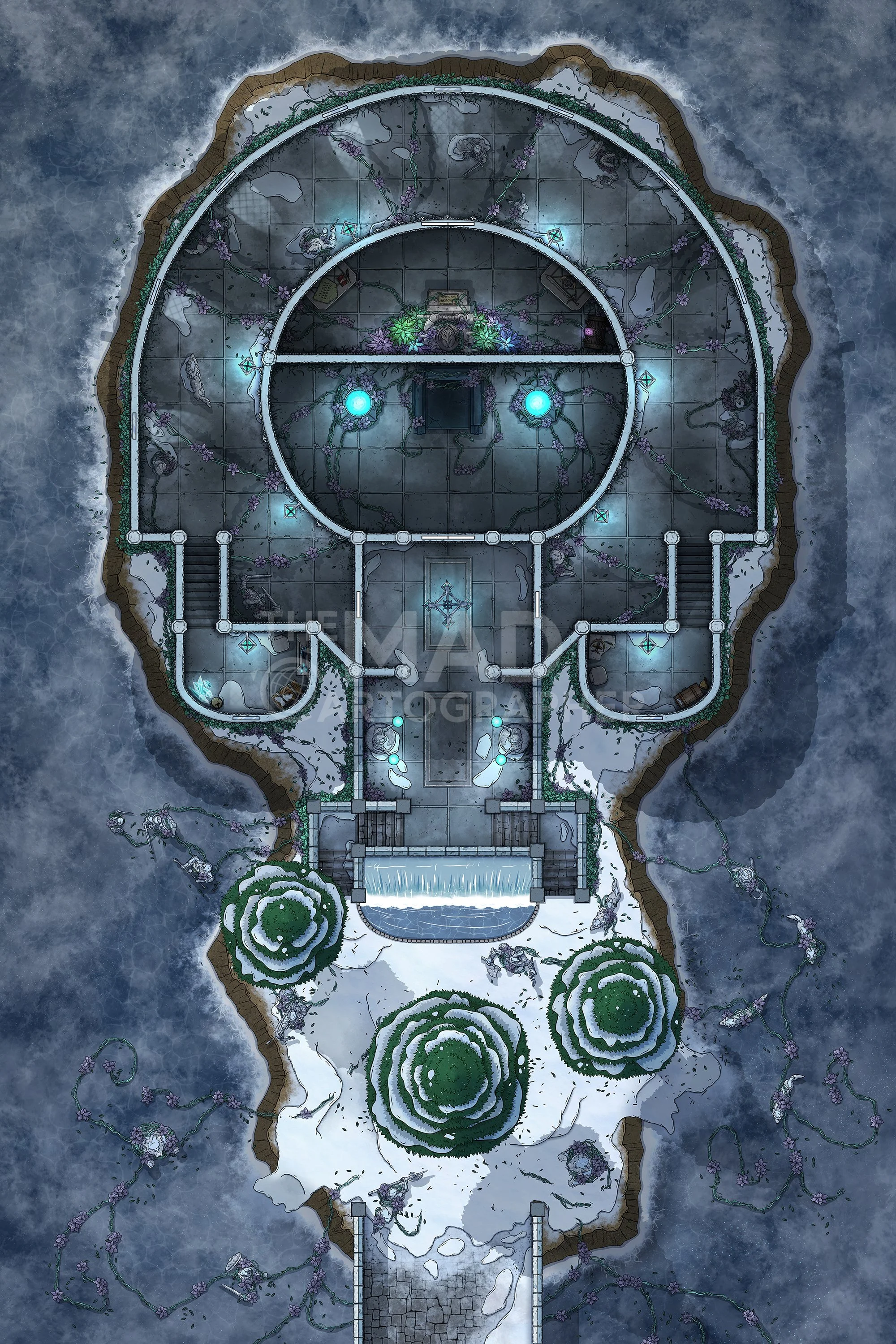 WINTER COURT | 20x30 | The frozen stronghold of a frigid winter spirit. [🌓 Night & Day Variants] [🏨 Multi-floor Map]