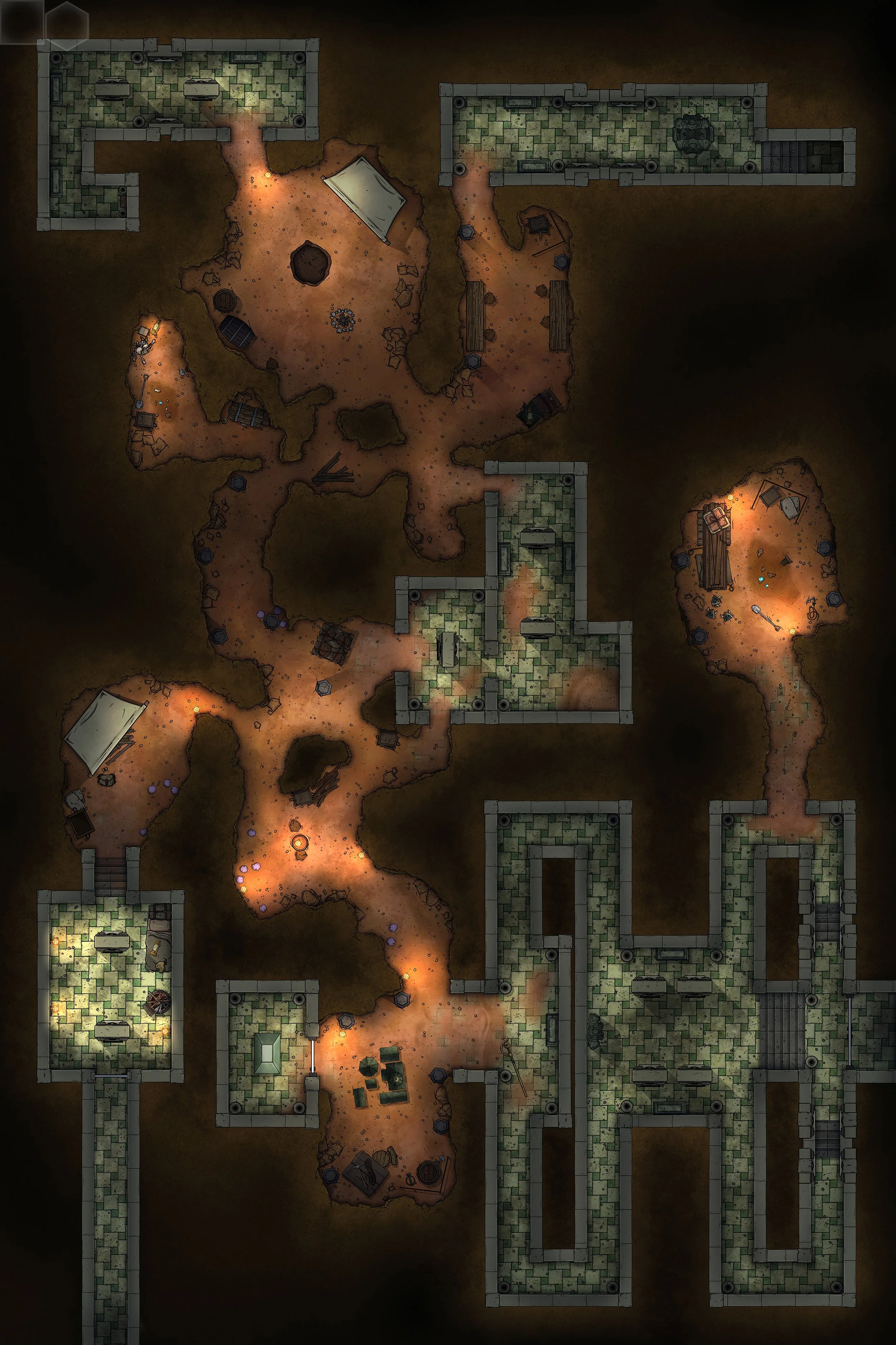 TITAN EXCAVATION | 20x30 | A massive sprawling complex uncovered by a dig team, promising historic secrets and legendary dangers. [🌓 Night & Day Variants]