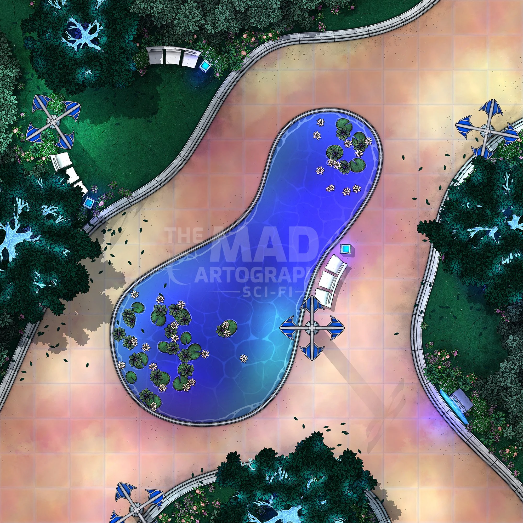 SKY CITY PARK | 15x15 | These parks are feats of engineering - water, ducks, and koi all the result of complex system management. [🪑 Asset Variants]