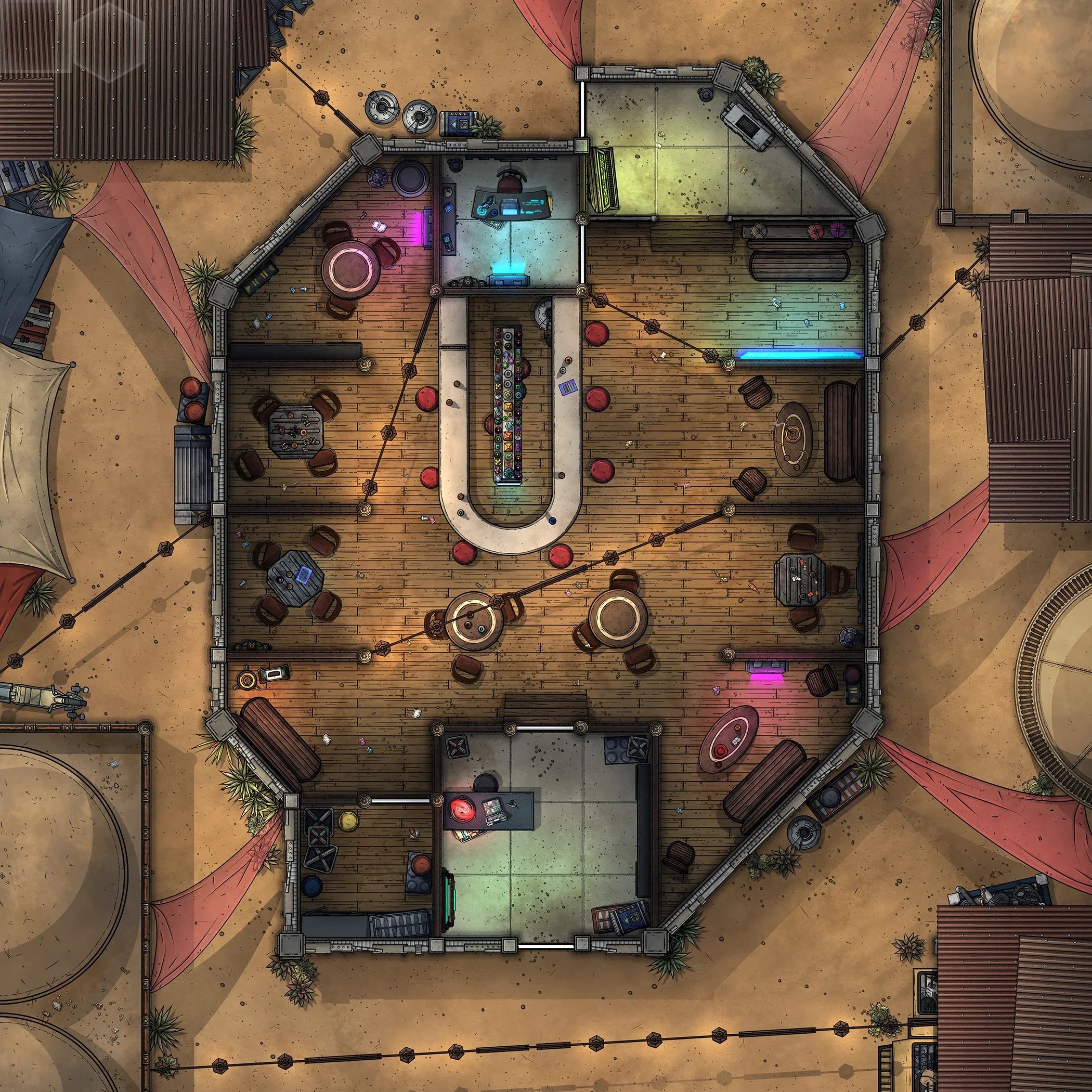 CANTINA | 15x15 | Credits flow as easily as the alcohol in this colourful but disreputable establishment. [🪑 Asset Variants]