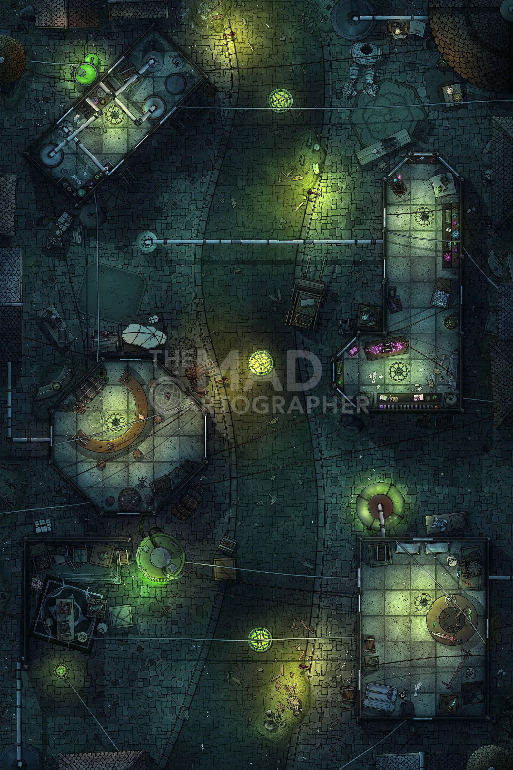BLACK MARKET | 20x30 | A shady backstreet where restricted chemicals, technology, and spell components can be found. [🌓 Night & Day Variants]