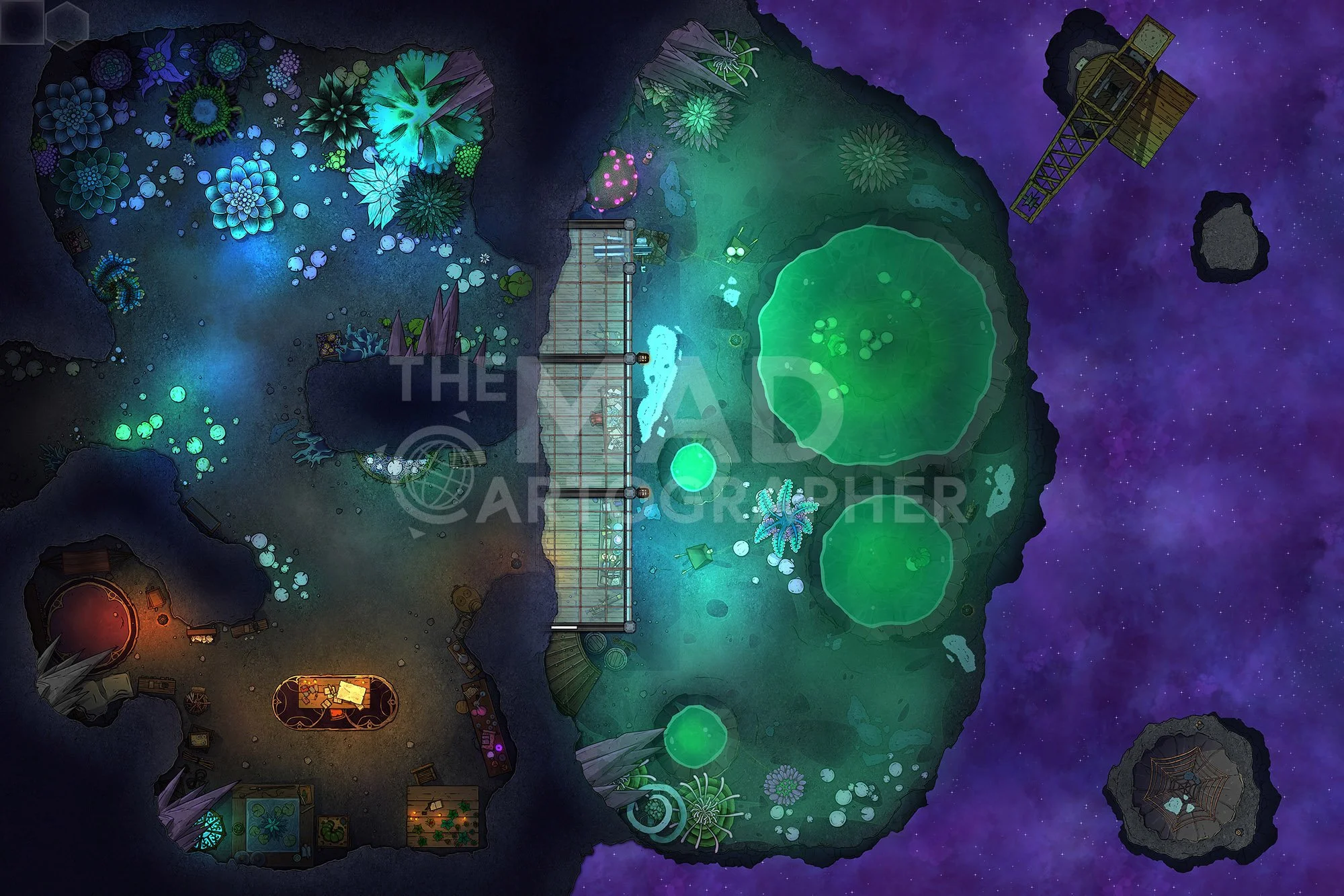 MOONLIGHT BUTTERFLY NEST | 30x20 | A scientific lab and observation deck constructed on a comet to study a large spacefaring creature's breeding habits.