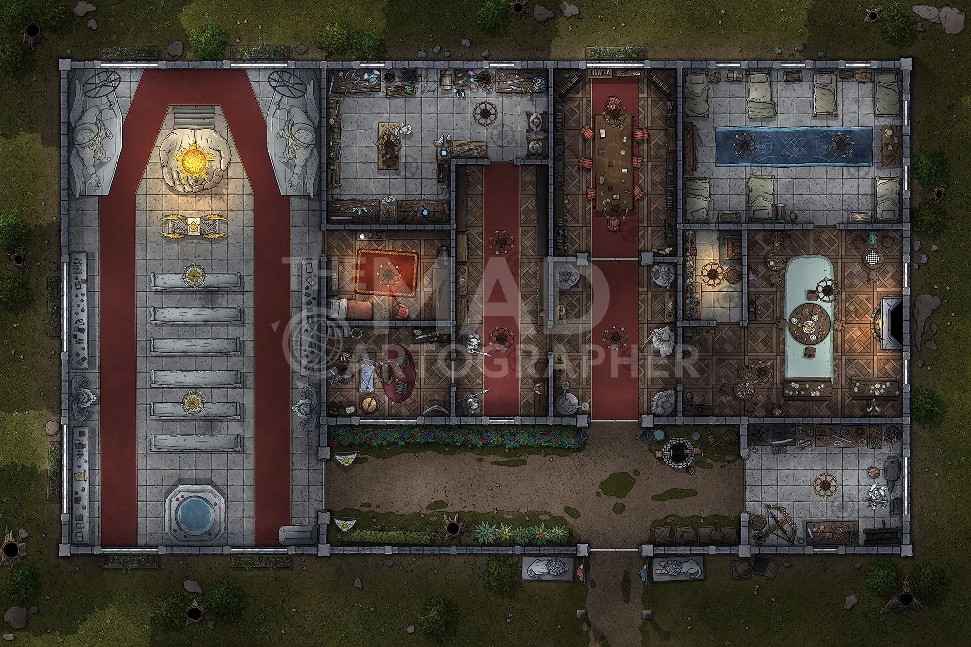 HUNTER'S CITADEL | 30x20 | A monster hunter's stronghold equipped for waging war against unholy forces. [🌓 Night & Day Variants]