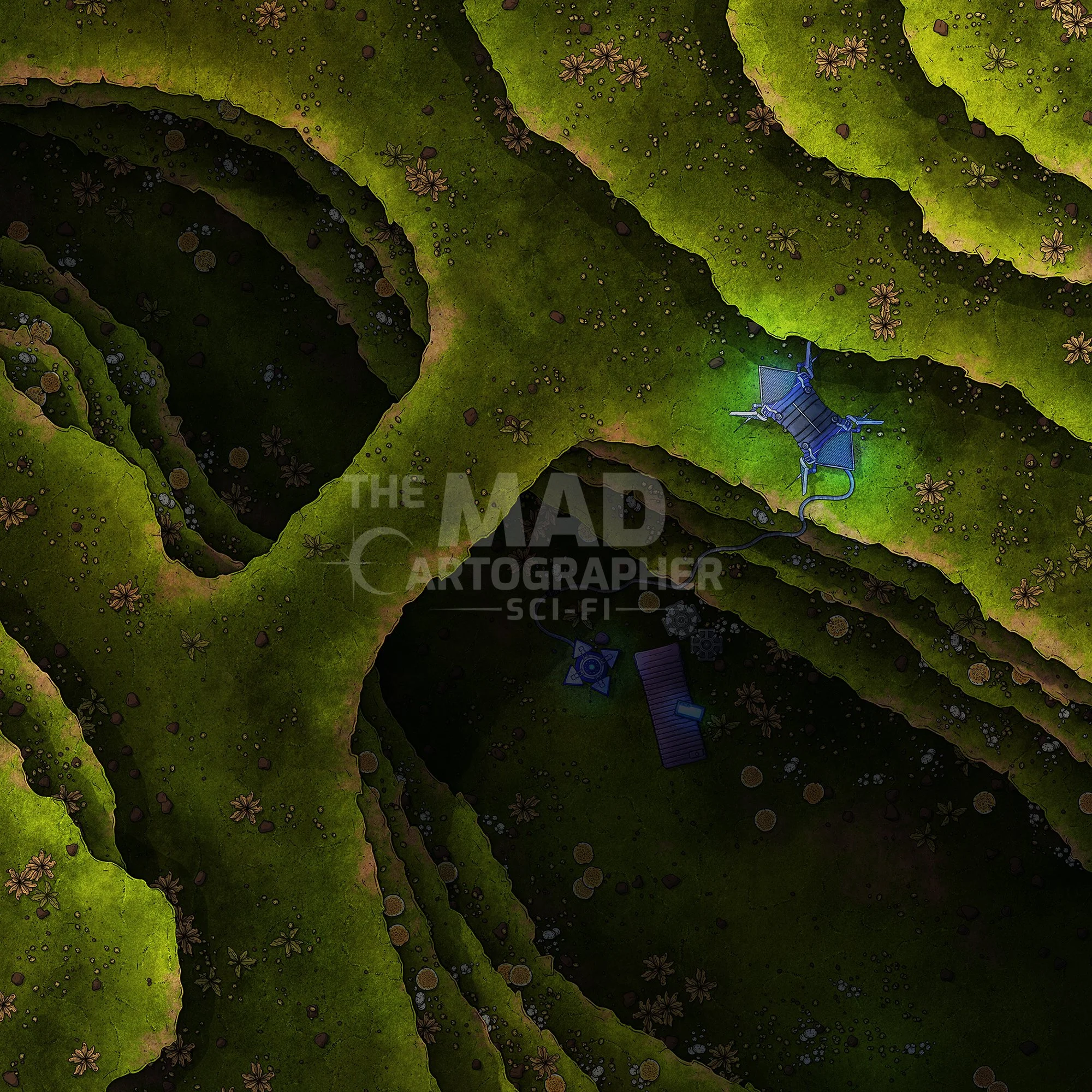 CANYON | 15x15 | A natural grassy bridge stretches out over a verdant abyss. [🪑 Asset Variants]