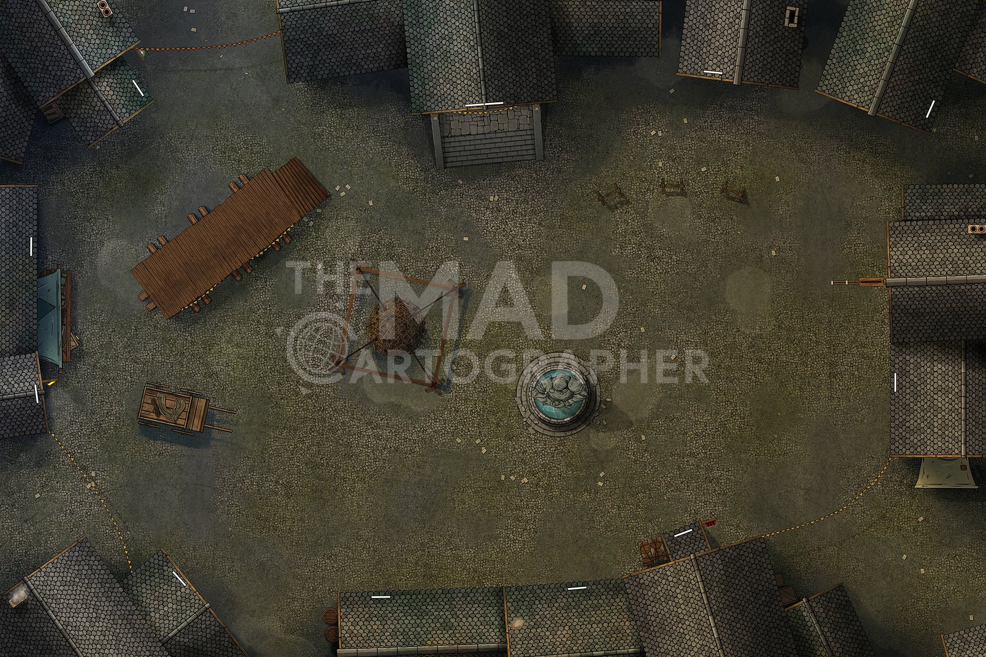 ⭐ VALLAKI TOWN SQUARE | 30x20 | The bustling center of Vallaki’s forced celebrations and public punishments. [🌓 Night & Day Variants] [🪑 Asset Variants]