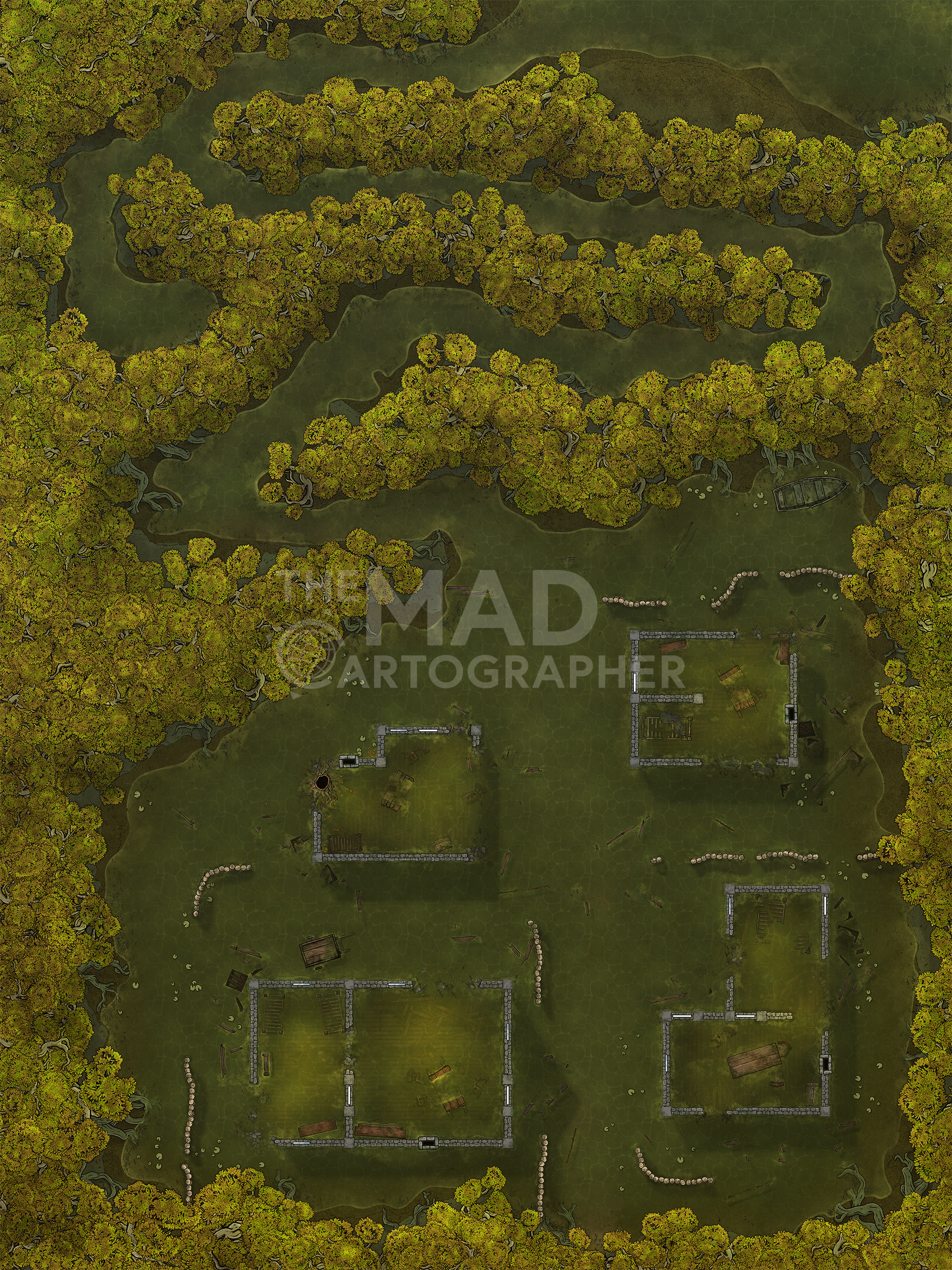 ⭐ WITCH HAMLET (BEREZ) | 30x40 | A collection of eerie huts inhabited by servants of dark magic. [🌓 Night & Day Variants]