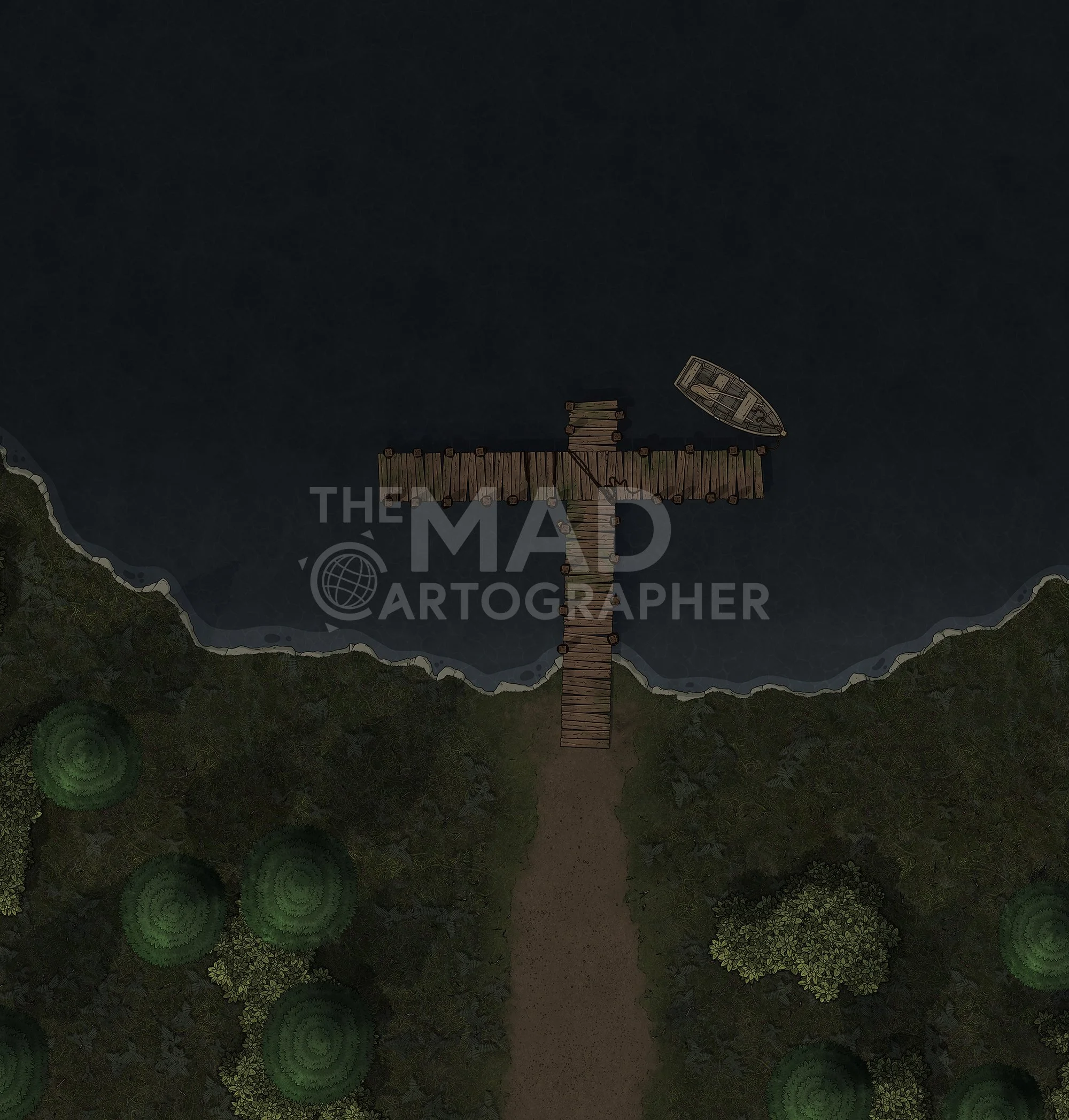 ⭐ LAKE ZAROVICH DOCK | 21x22 | A quiet fishing pier stretching into Barovia’s largest and darkest lake. [🌓 Night & Day Variants] [🪑 Asset Variants]
