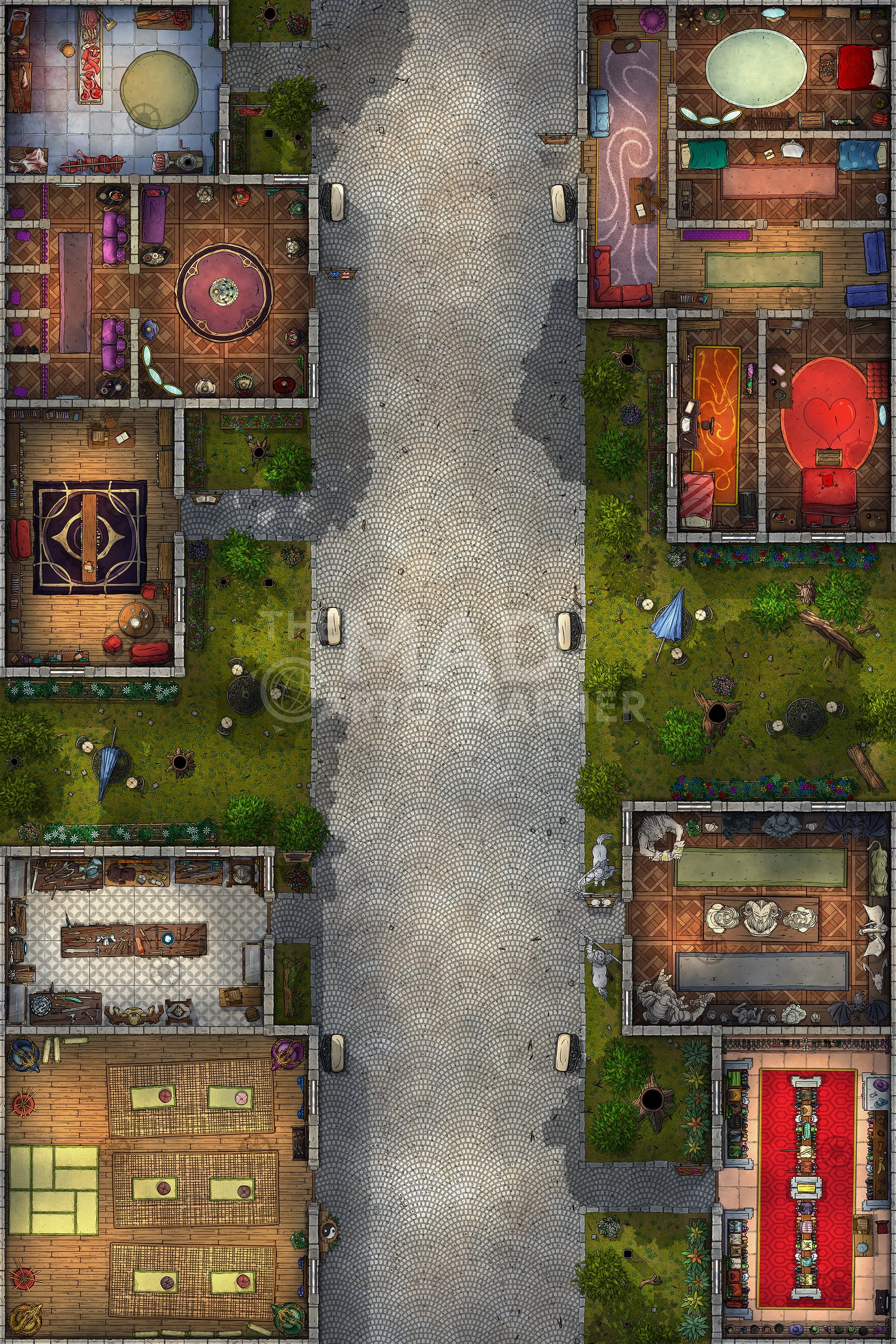 HIGH STREET | 20x30 | A bustling street of high-end stores and services waiting to be explored. [🌓 Night & Day Variants]