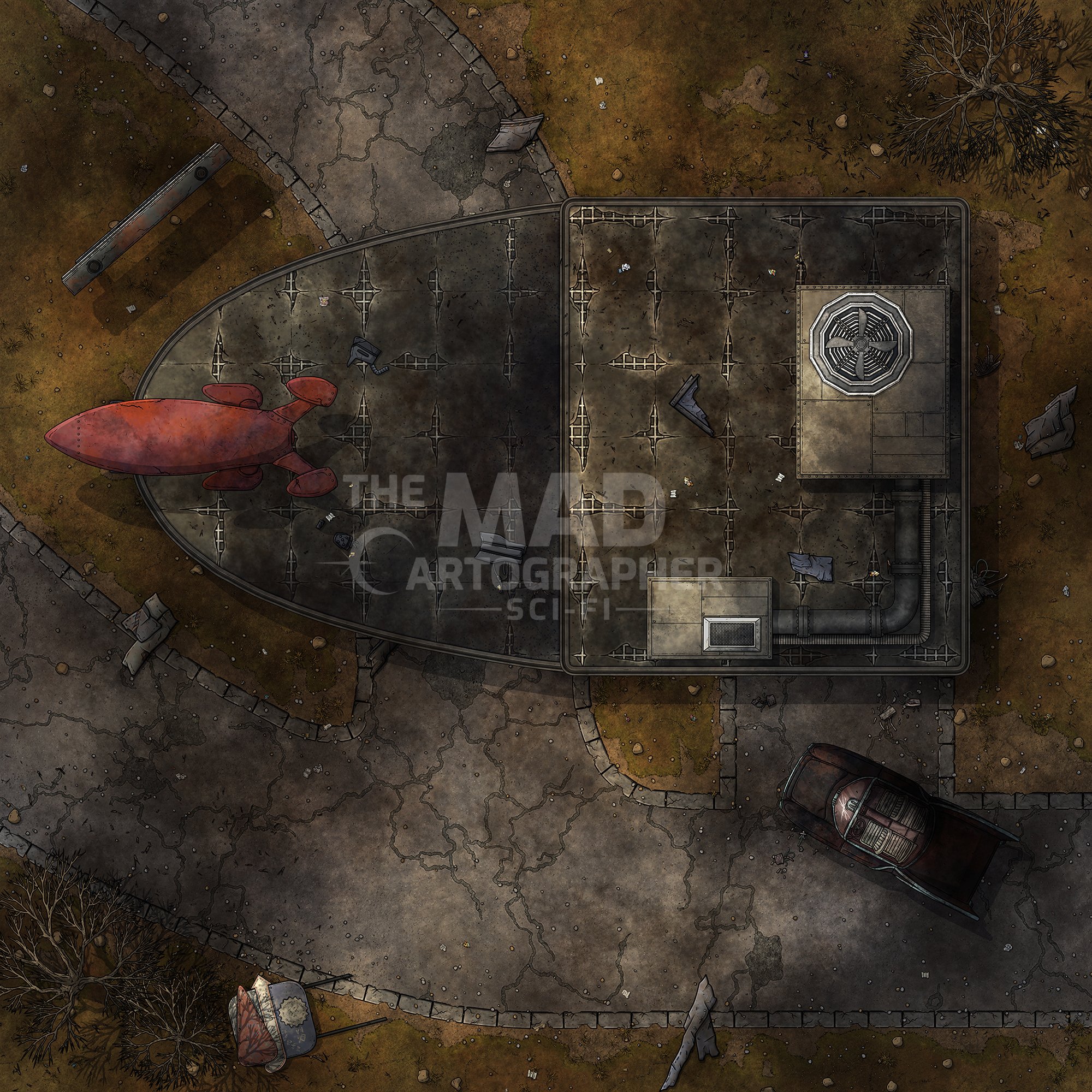 ROCKET STOP | 15x15 | A stylised gas station of the world before the fall. Fuel and food could be found here for those willing to take the risk. [🪑 Asset Variants]