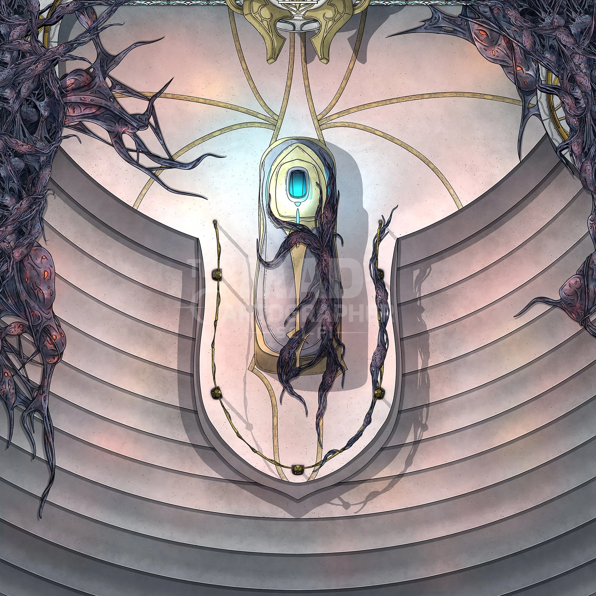 CORRUPTED ASCENT | 15x15 | A grand staircase to the core of the facility contains signs of the spreading corruption. [🪑 Asset Variants]