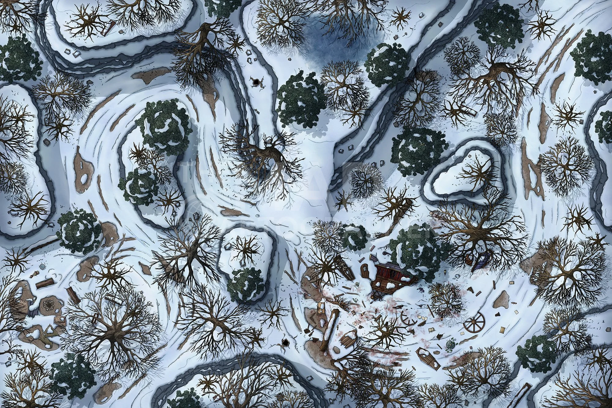⭐ TSOLENKA CARRIAGE WRECK | 30x20 | he shattered remains of a doomed journey frozen in the mountains. [🌓 Night & Day Variants]