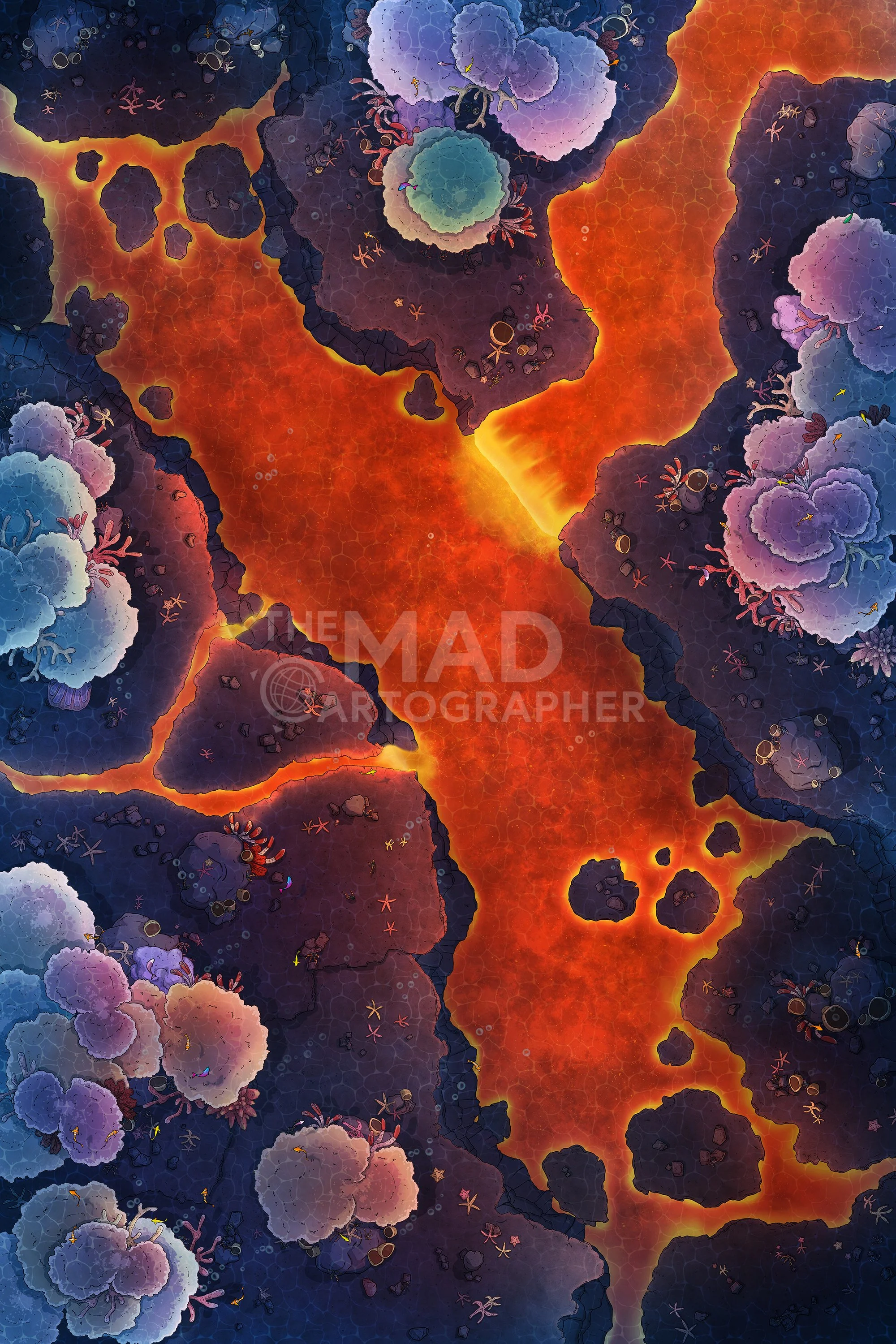 LAVA REEF | 20x30 | In the deepest reaches of the ocean, magma spills out from the earth forming boiling lake beds.