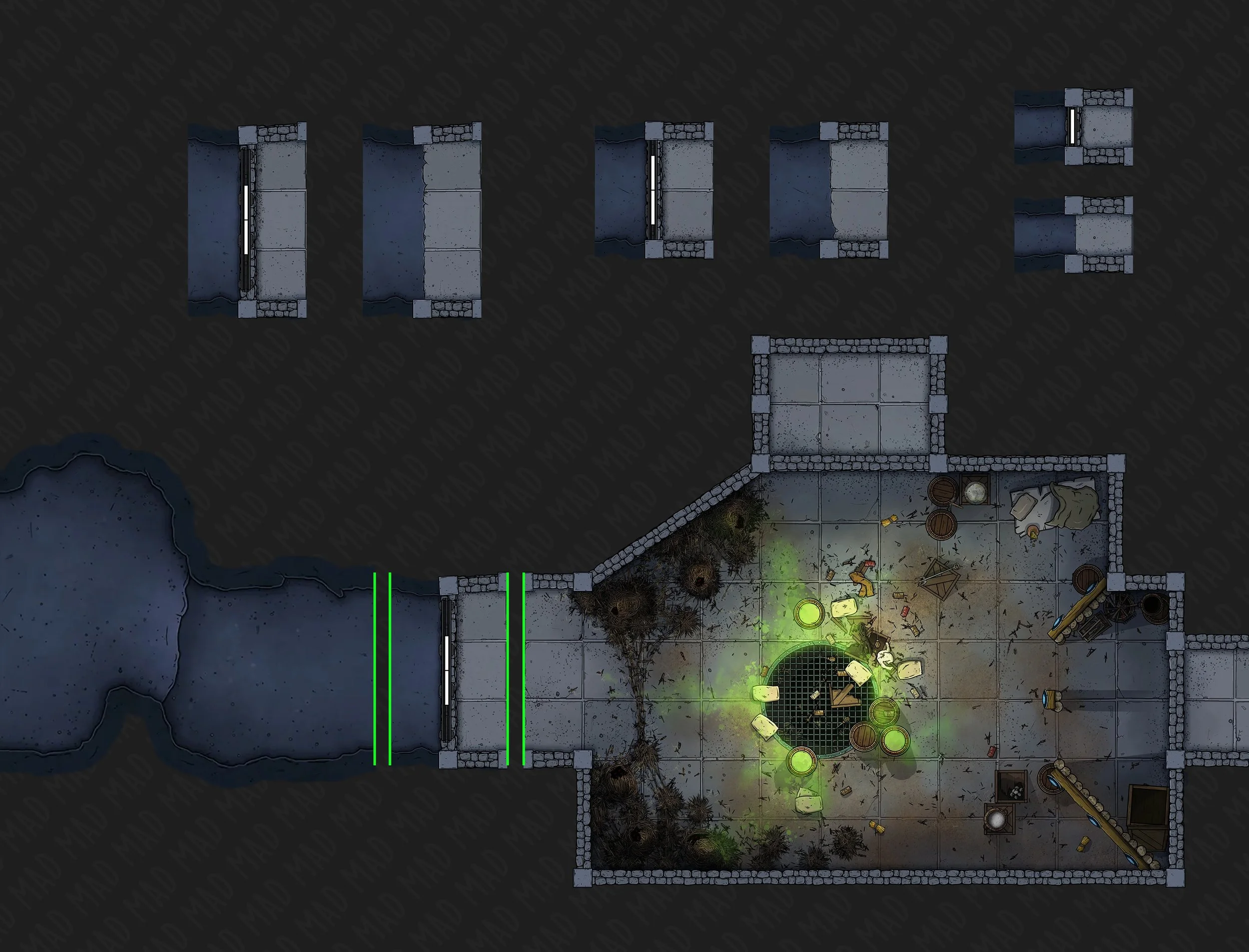 Seamless transition tiles to link our Modular Dungeons tile set with our Modular Caverns and create your underground dungeons and Underdark outposts!