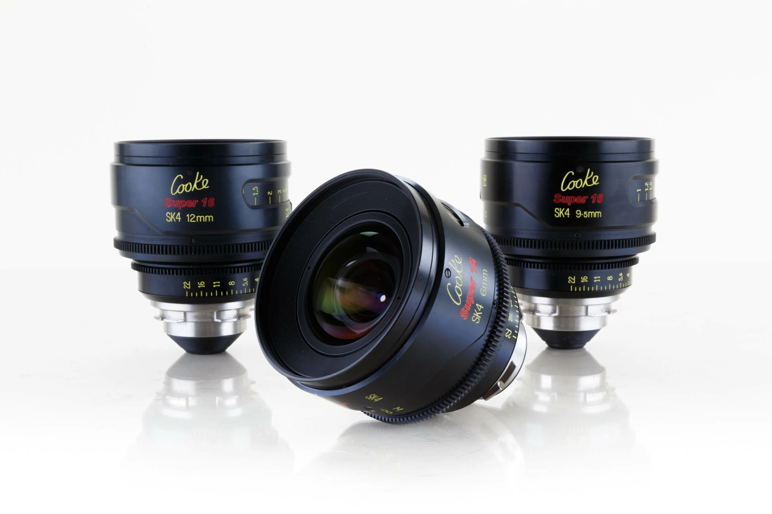Cooke SK4 S16 Prime Lenses
6, 9.5, 12 (All T2.0) - Cross compatible with S35 Focal Lengths