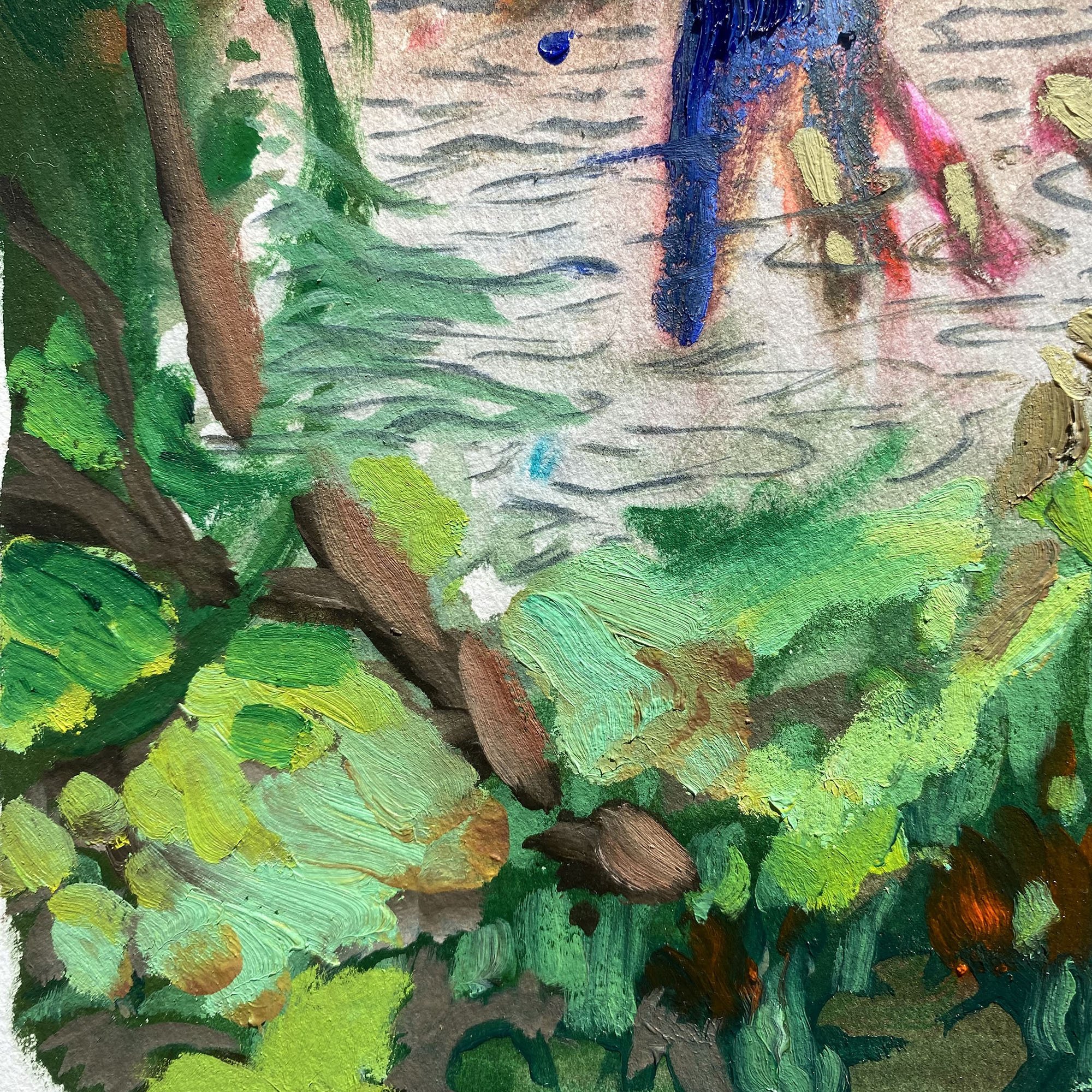 Michael Nauert's Abstract Nature Painting with thick paint and bright colors