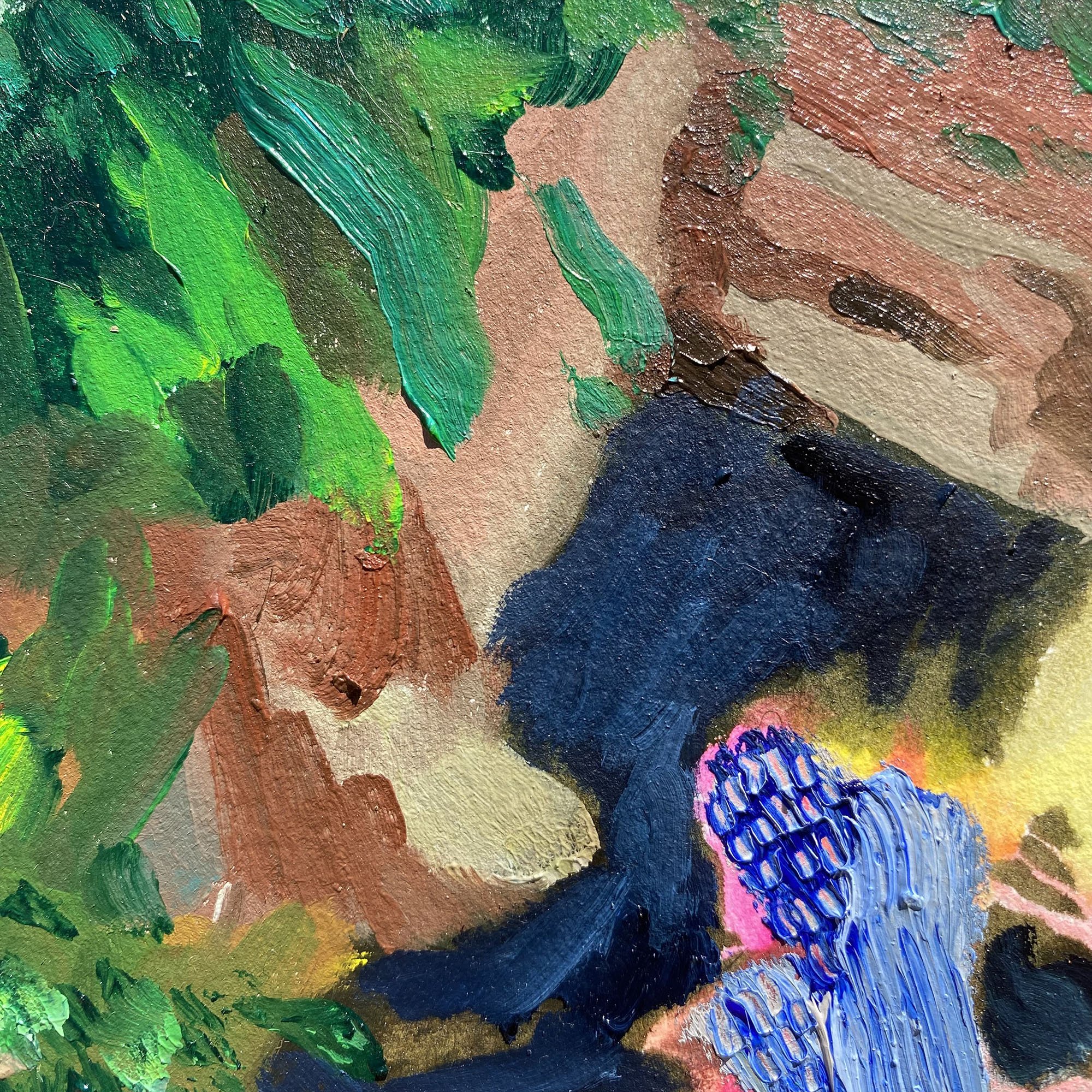 Michael Nauert's Abstract Nature Painting with thick paint and bright colors