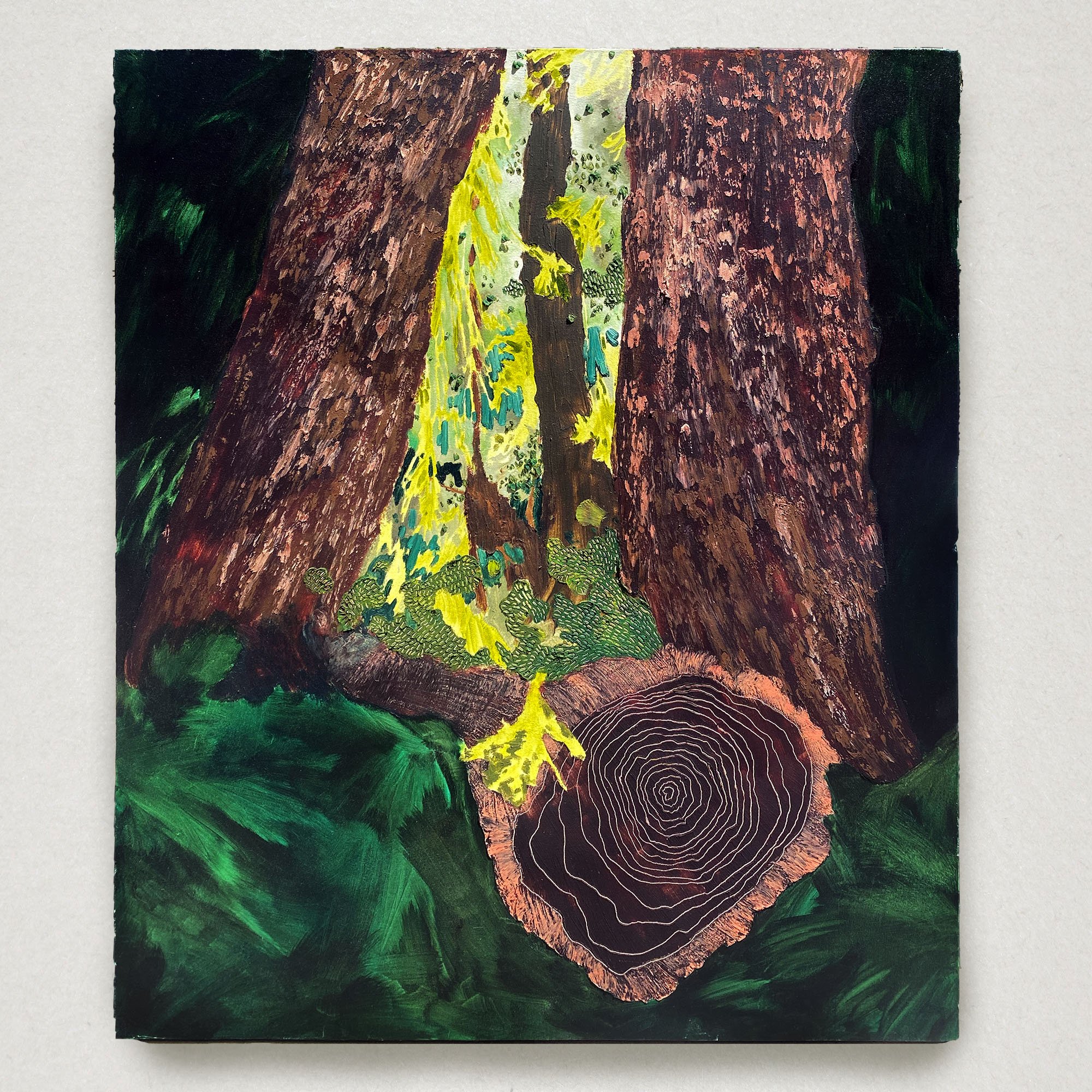Michael Nauert's Abstract Nature Painting with thick paint and bright colors made in Big Sur, California