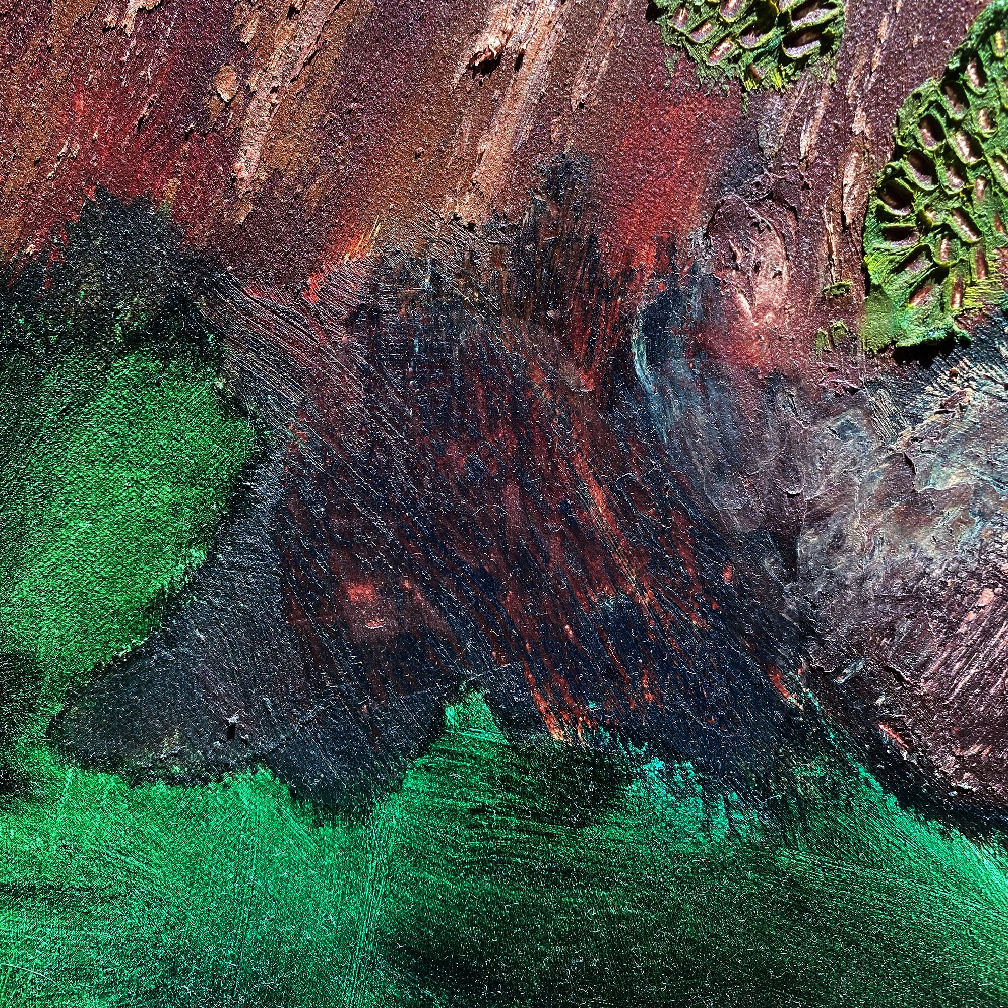 Michael Nauert's Abstract Nature Painting with thick paint and bright colors made in Big Sur, California