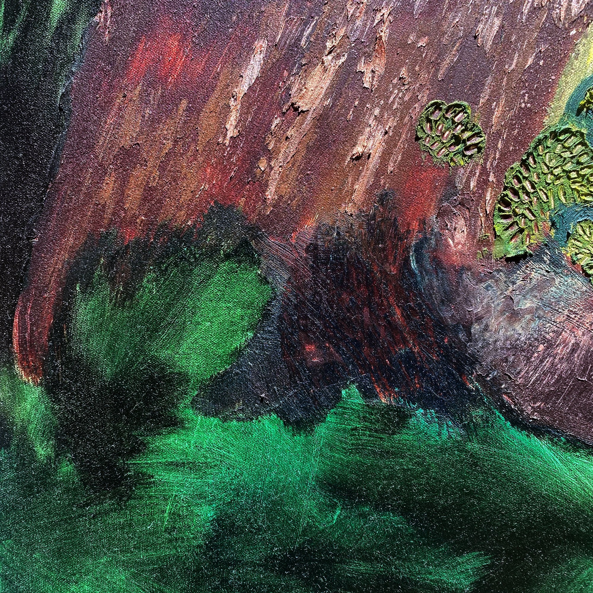 Michael Nauert's Abstract Nature Painting with thick paint and bright colors made in Big Sur, California