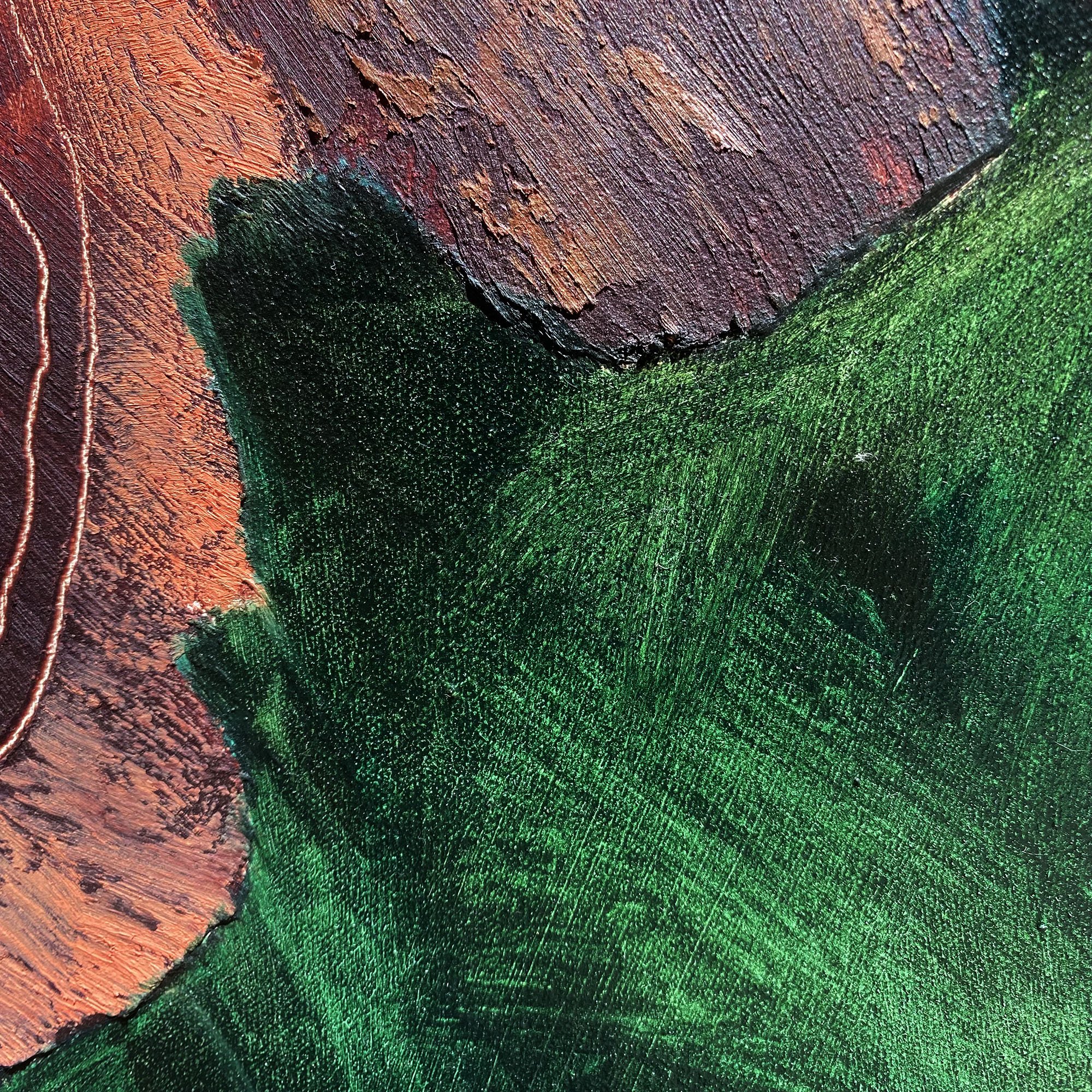Michael Nauert's Abstract Nature Painting with thick paint and bright colors made in Big Sur, California