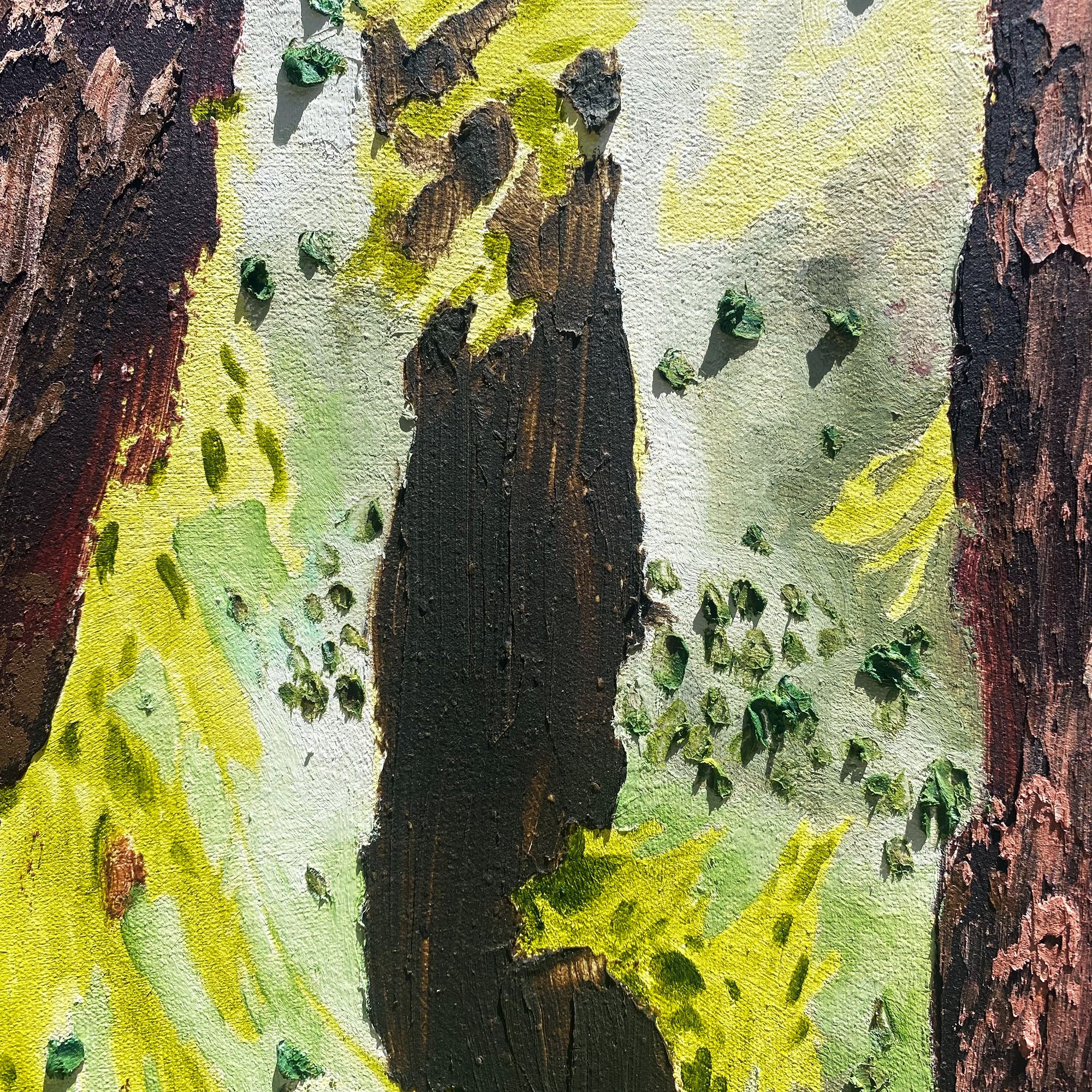 Michael Nauert's Abstract Nature Painting with thick paint and bright colors made in Big Sur, California