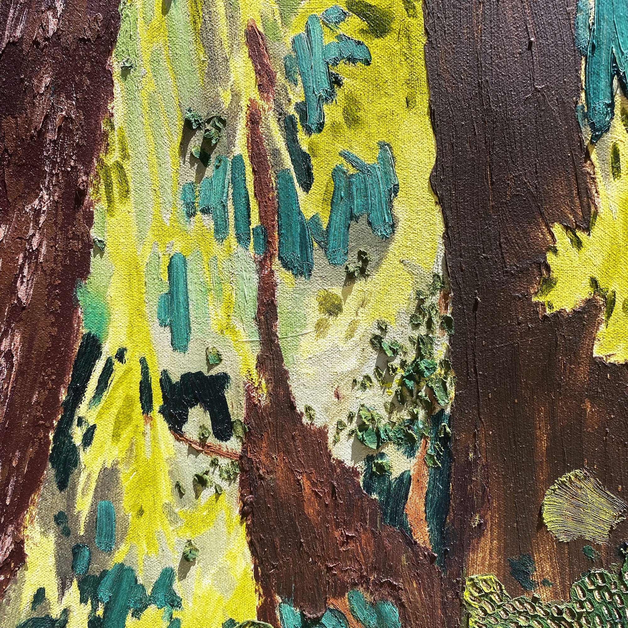 Michael Nauert's Abstract Nature Painting with thick paint and bright colors made in Big Sur, California