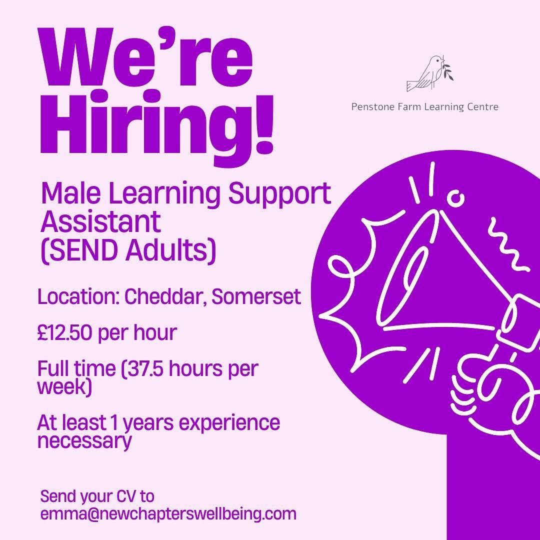 🌟 EXCITING OPPORTUNITY 🌟
We are looking for a male LSA to join us here at Penstone Farm. We are looking for someone who has previously worked with SEN learners and are passionate about helping all students to achieve. As we are based on a farm, the