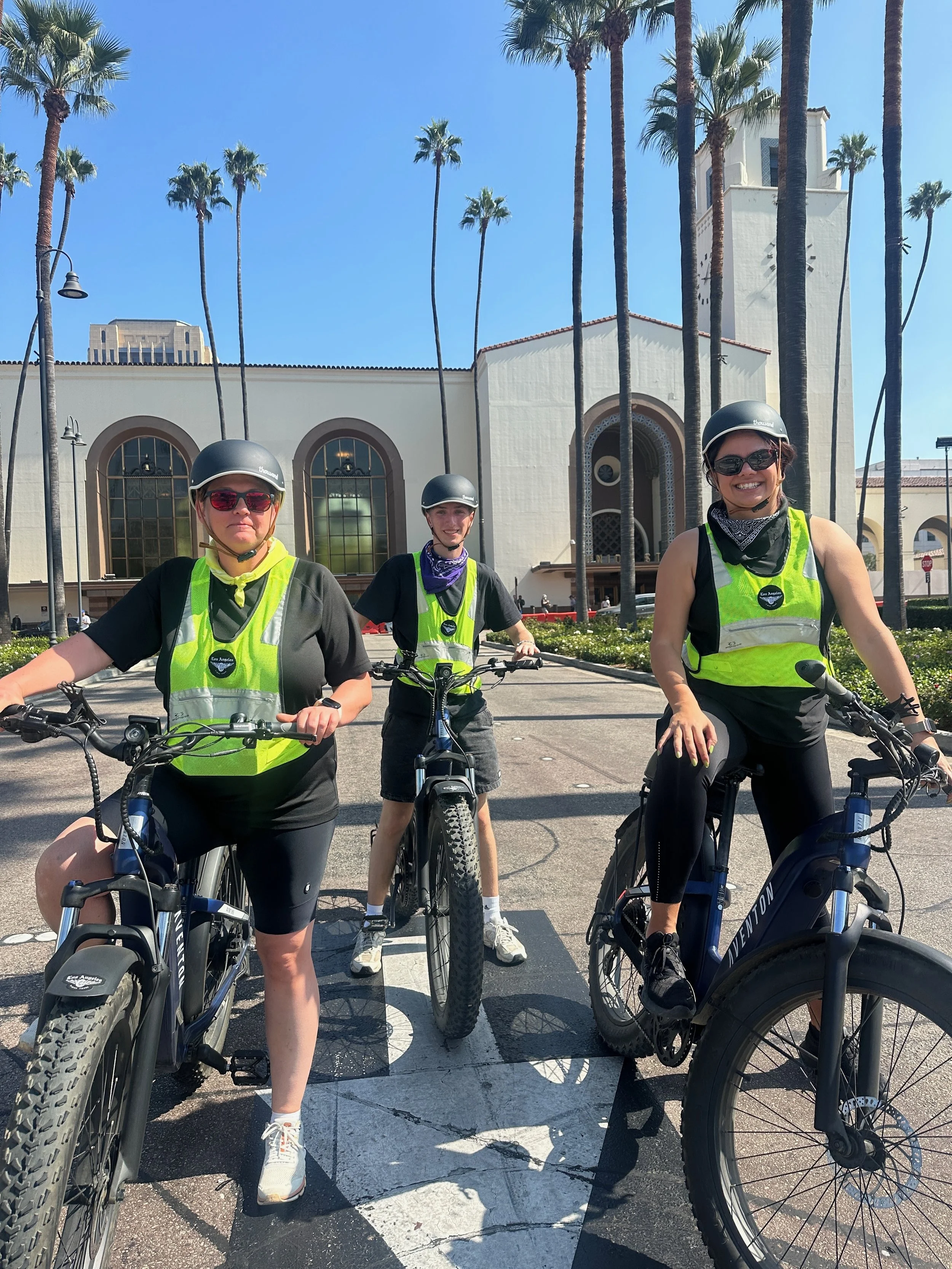 Family ride the downtown tour with E BIke Tours LA