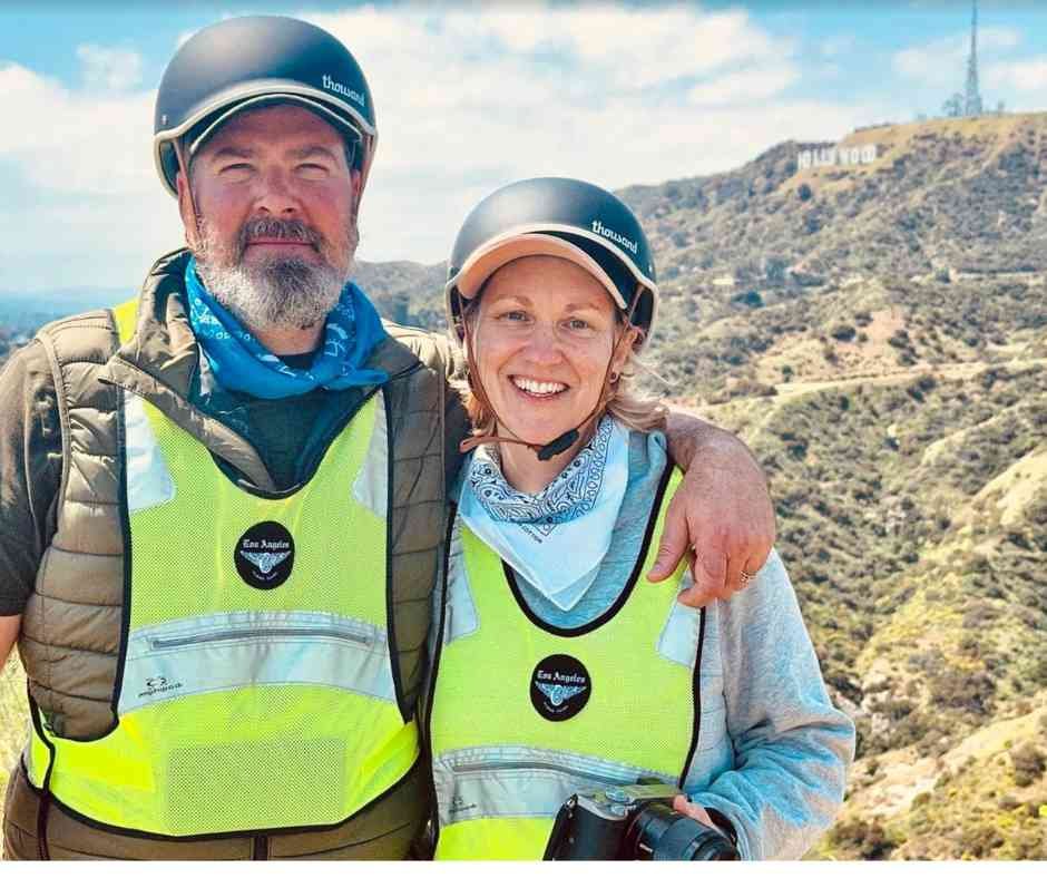 Visitors from the Netherlands enjoying a Griffith Park e-bike tour in Los Angeles