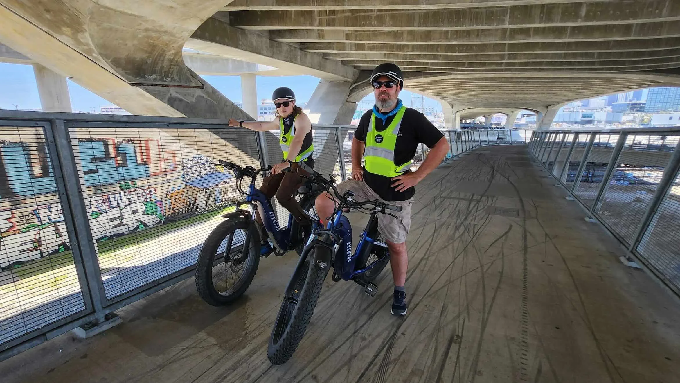 Duch father and son on ebike tour sixth street viaduct e bike tours la
