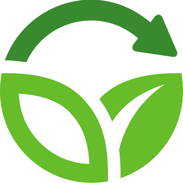 A green recycling symbol integrated with leaf shapes, representing eco-friendly or environmental sustainability.