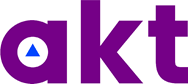 Logo with purple letters spelling 'akt'