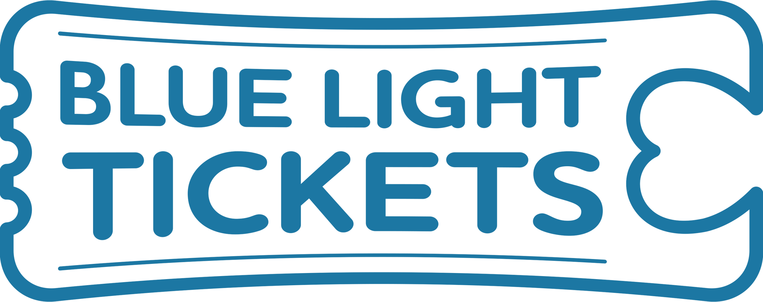 A graphic of a blue ticket with the words 'Blue Light Tickets' written on it.