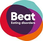 Logo for Beat Eating Disorders featuring overlapping colorful circles and the word 'Beat' in bold white letters.
