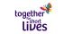 Logo with the text 'together for our lives' and a multicolored abstract heart design.