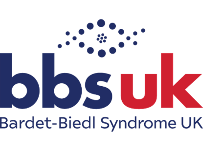 Logo for BBS UK, Bardet-Biedl Syndrome UK, with a circular design above the text.