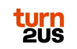 Turn 2 US logo in black and orange text