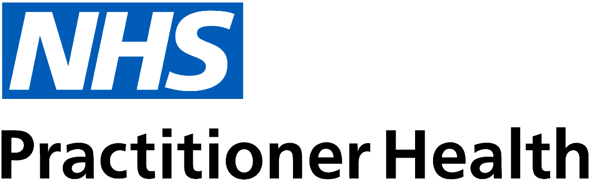 Logo of NHS Practitioner Health with blue NHS logo and black text.