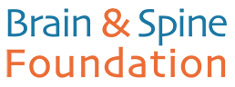 Logo for the Brain & Spine Foundation with text in blue and orange
