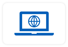 Computer monitor displaying a globe icon