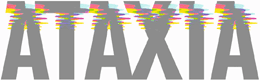 The word 'ATAXIA' written in large gray letters with a colorful distorted effect.