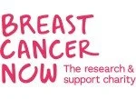 Pink text reading 'Breast Cancer Now' with smaller text underneath saying 'The research & support charity'