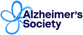 Alzheimer's Society logo with blue ribbon and text