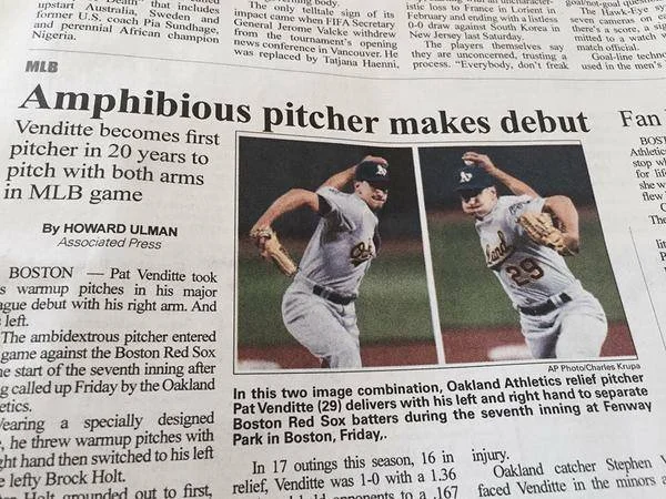 "Amphibious Pitcher Makes Debut"