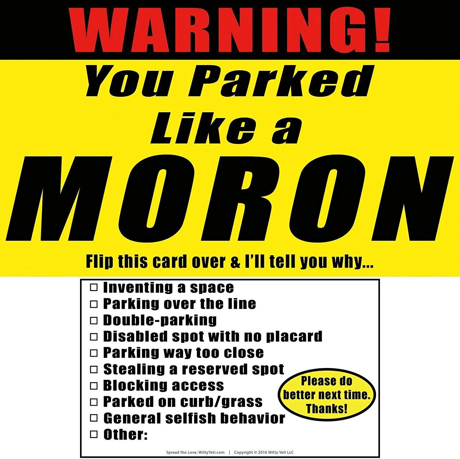 Bad Parking Card