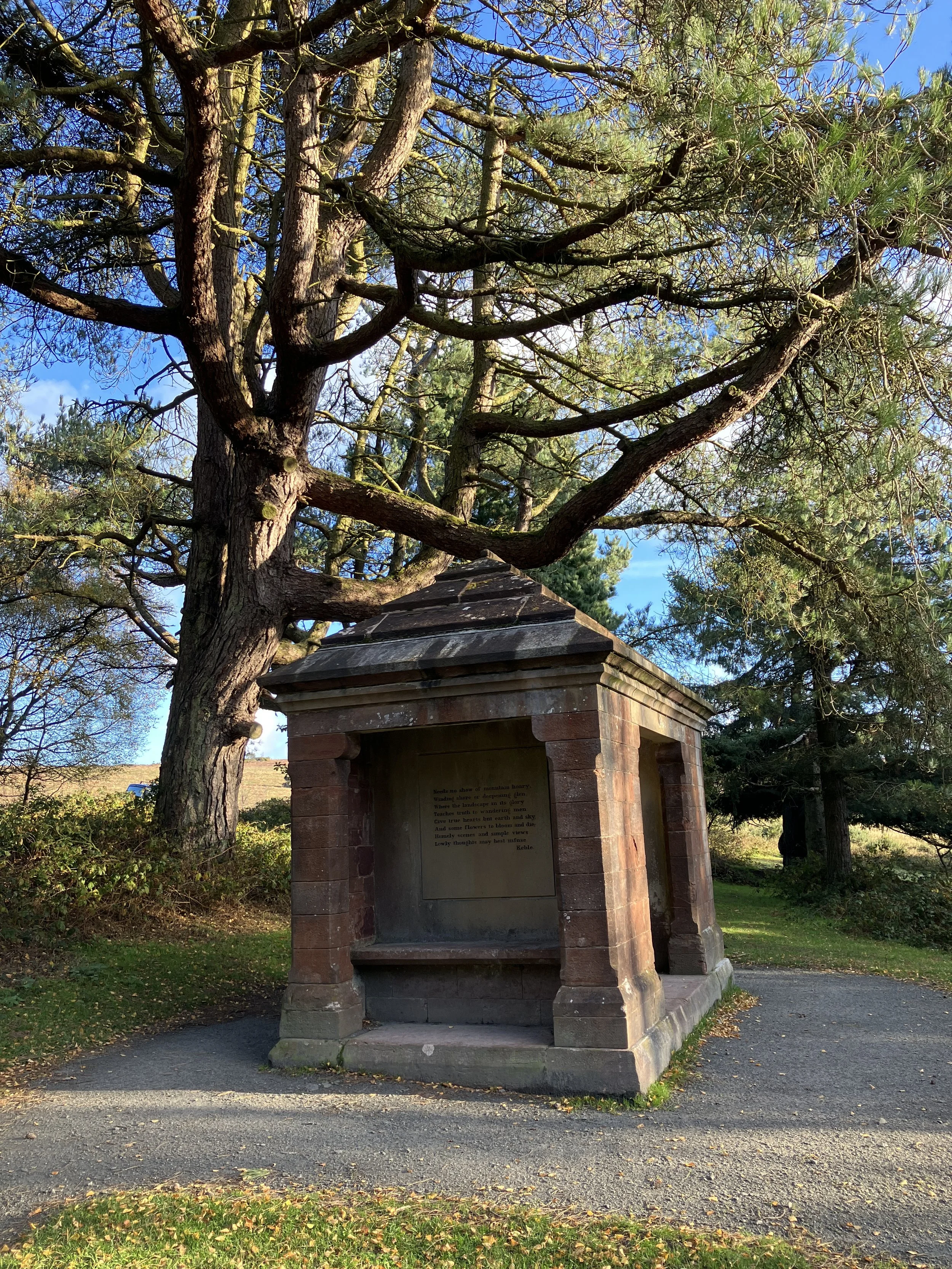wind and weather hut side view winter with big tree.JPG