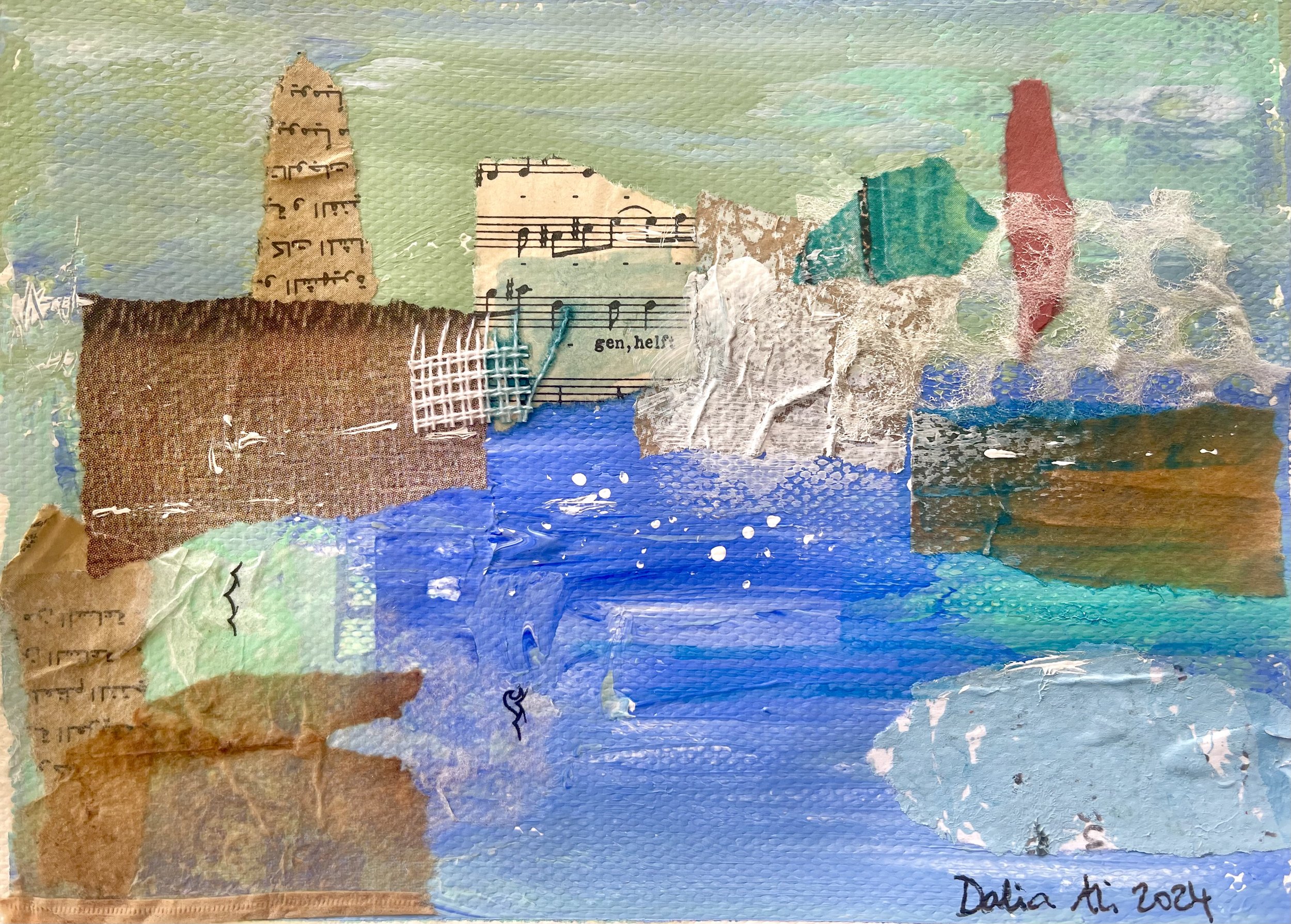 Mixed media on canvas, 14x16cm, sold