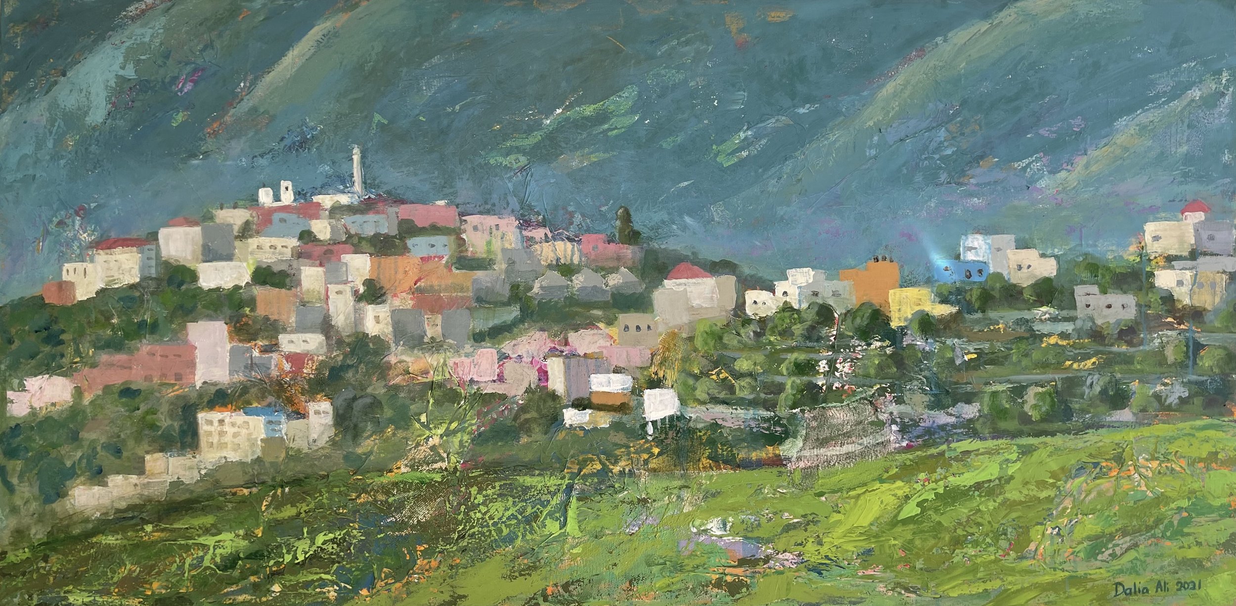 Sanur, Jenin, Mixed media on canvas, 70x140cm